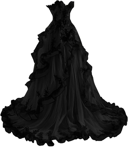 Vintage A Line Sweetheart Tulle Ruffles Long Prom Dress, Evening Dress GG408