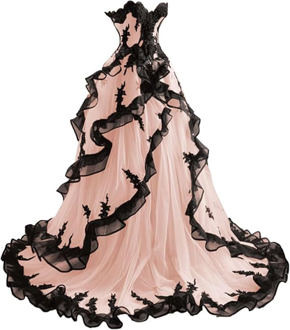 Vintage A Line Sweetheart Tulle Ruffles Long Prom Dress, Evening Dress GG408