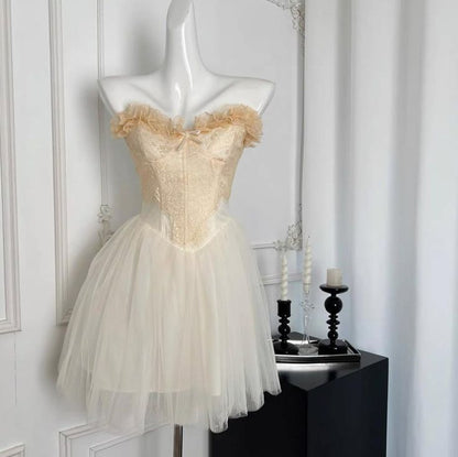 Classic A Line Strapless Satin Tulle Short Homecoming Dress,Summer 18th Birthday Dress GG4355