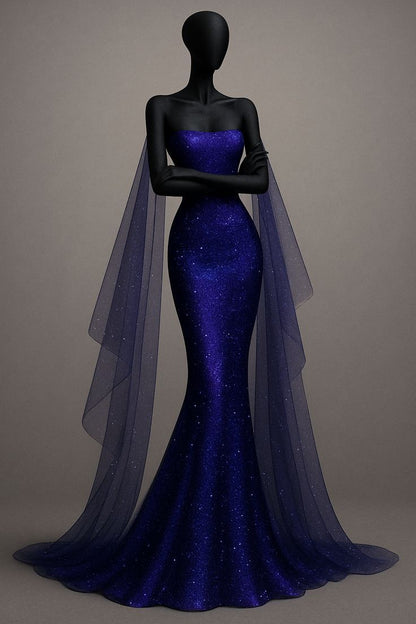 Glitter Mermaid Strapless Sequin Long Prom Dress,Party Dress,Formal Evening Dress GG4875