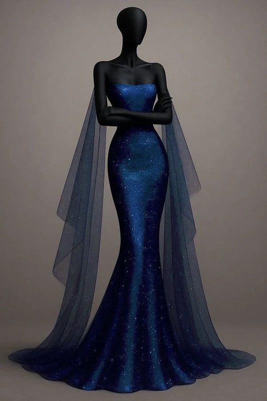 Chic Shiny Mermaid Strapless Sequin Long Prom Dress,Party Dress,Formal Evening Dress GG4877