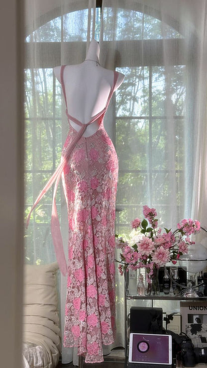 Sexy Mermaid V Neck Lace Backless Long Prom Dress,Party Dress,Formal Evening Dress GG4948