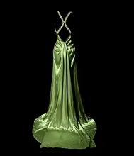 Retro Mermaid Green Satin Beaded Long Prom Dress,Evening Dress GG5077