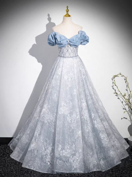 Fairy A Line Off The Shoulder Lace Sequin Long Prom Dress ,Evening Dress GG522