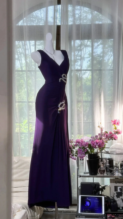 Unique Mermaid Satin Beaded Without Sleeves Long Prom Dress,Evening Dress GG5294