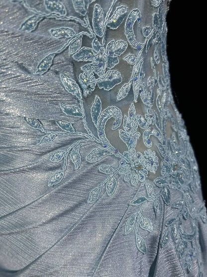 Fashion Style Mermaid Spaghetti Straps Pleated Satin Lace Without Sleeves Long Prom Dress,Evening Dress GG5349