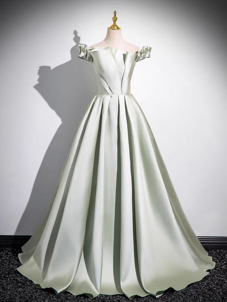 Princessful A Line Off The Shoulder Satin Long Prom Dress,Evening Dress GG547