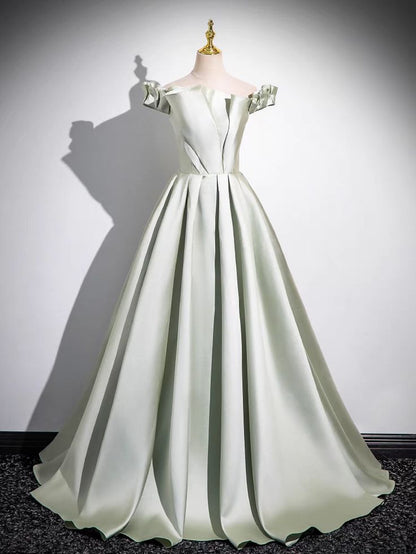 Princessful A Line Off The Shoulder Satin Long Prom Dress,Evening Dress GG547