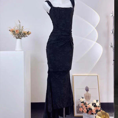 Sexy Mermaid Low Collar Satin Long Prom Dress,Evening Dress GG913