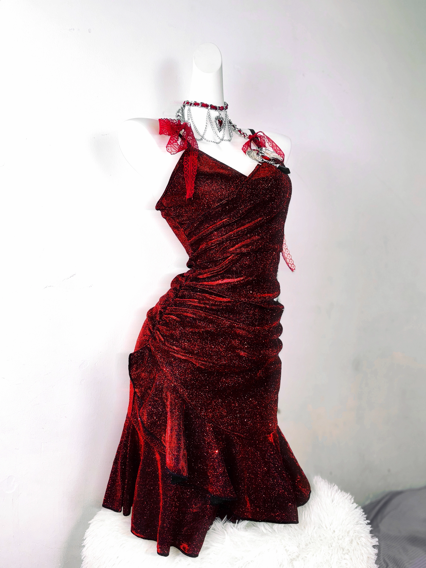 Vintage Spaghetti Straps Burgundy Ruffle Short Homecoming Dress Birthday Outfits S608
