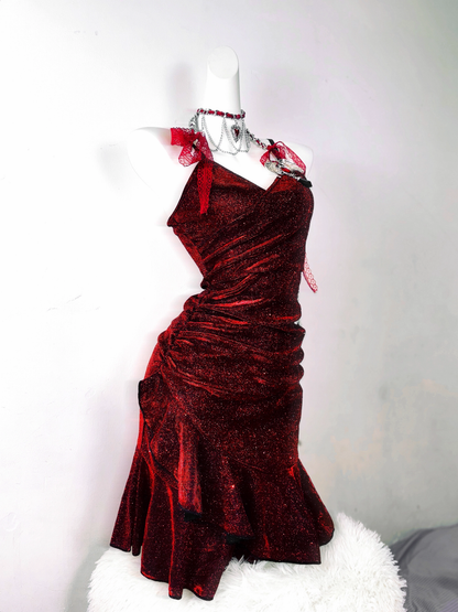 Vintage Spaghetti Straps Burgundy Ruffle Short Homecoming Dress Birthday Outfits S608