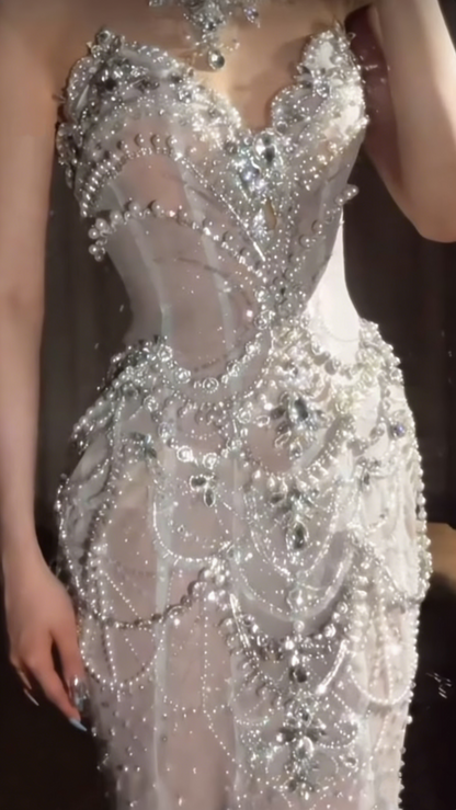 Gorgeous Sweetheart Mermid Beading Long Party Dress Wedding Dress, D778