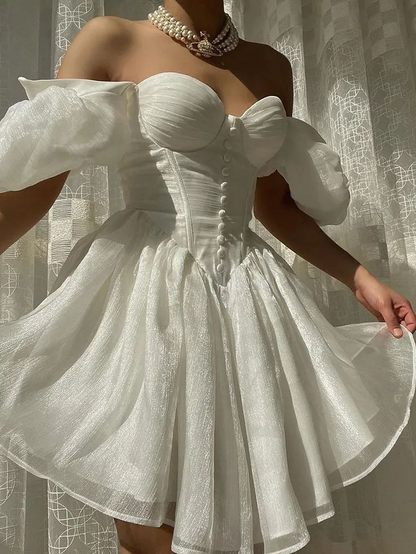 Pretty Off The Shoulder Black A Line Short Birthday Outfits Formal Homecoming Dress Y9412