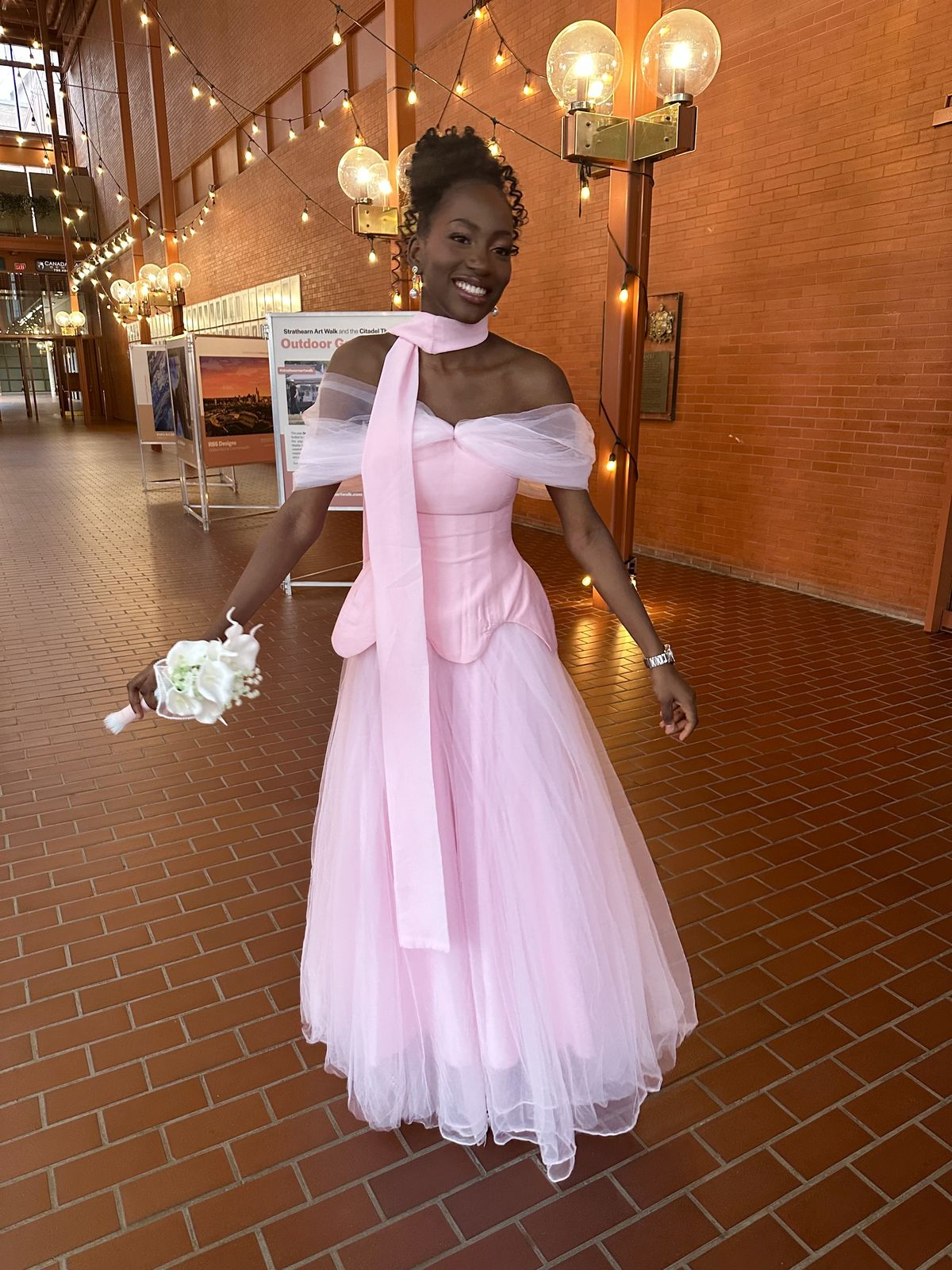 Sweet Off The Shoulder Pink Tulle Satin A Line Long Wedding Guest Dress Formal Bridesmaid Dress D1963