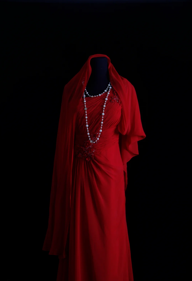 Classy One Shoulder Red Chiffon Beaded Mermaid Long Party Dress Formal Wedding Guest Dress D1997