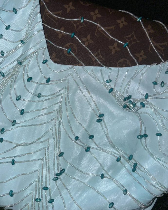 Classy Tiffany Blue Tulle Satin Beaded Mermaid Long Wedding Guest Dress Party Dress SP1419