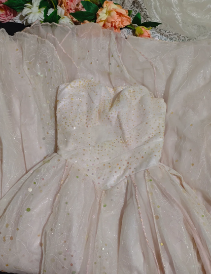 Fairy Strapless Pink Tulle Sequin Quinceanera Dress Sweet 16 Dress D2361