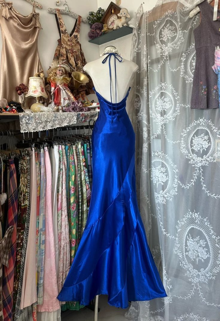 Sexy Royal Blue Satin Beaded Mermaid Long Wedding Guest Dress Formal Evening Dress Party Gown