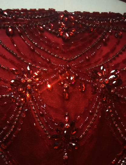 Gorgeous Spaghetti Straps Burgundy Tulle Beaded Ball Gown Sweet 16 Dress