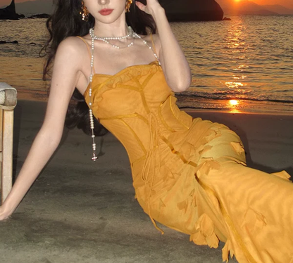 Unique Orange Mermaid Evening Gown Spaghetti Strap 3D Flower Long Prom Dress cc2434