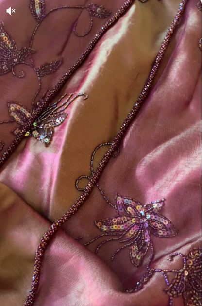 Retro Spaghetti Straps Tulle Satin Beaded Mermaid Long Wedding Guest Dress Evening Dress D1857