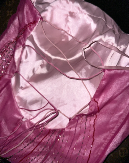 Pretty Strapless Ombre Pink Chiffon Beaded Birthday Outfits Mermaid Long Evening Dress  SP785