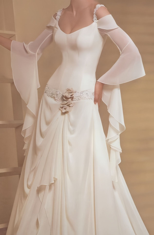Elegant White Off The Shoulder Chiffon Appliques Mermaid Long Evening Dress Birthday Prom Gowns