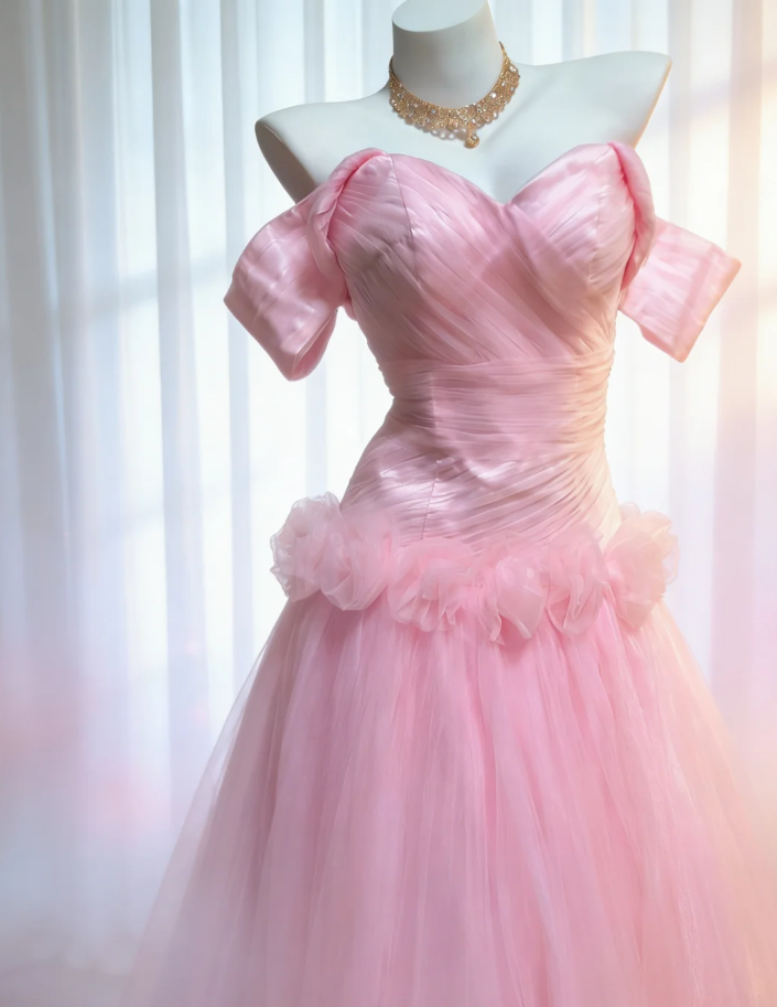 Sweet Pink Tulle Long Birthday Party Dress Prom Dress SP1626