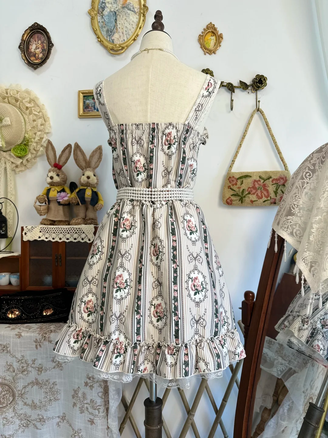 Unique Straps Satin Print Floral Lace Short Birthday Outfits Formal Graduation Homecoming Dress D314
