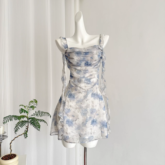 Classy Floral A Line Short Party Dress Vacation Dress S289