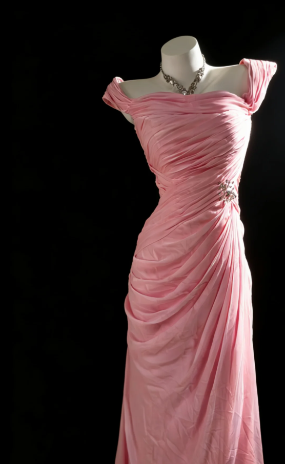 Elegant Pink Chiffon Pleated Mermaid Long Wedding Guest dress Formal Birthday Party Gowns With Beads SP1582