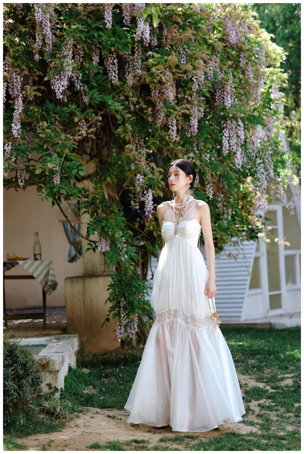 Pretty Spaghetti Straps White Tulle Lace Mermaid Long Prom Dress Evening Gown