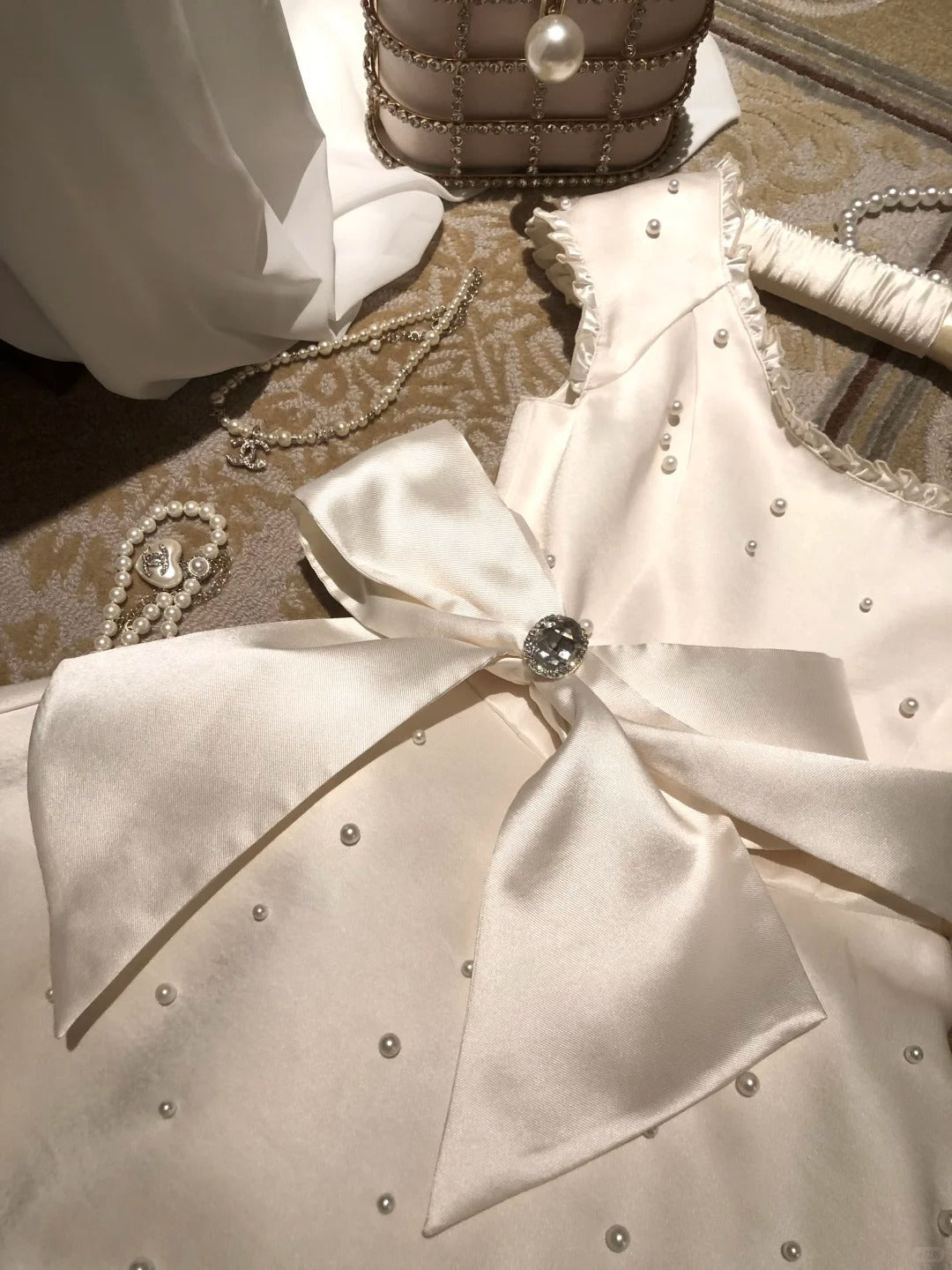 Cute A Line Crew Neck Pearl Crystal Bowknot Short Prom Dress Birthday Party  Sweet 16 Dress   D1782