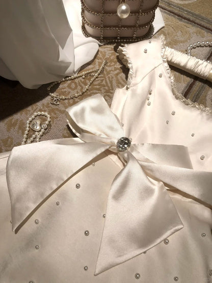 Cute A Line Crew Neck Pearl Crystal Bowknot Short Prom Dress Birthday Party  Sweet 16 Dress   D1782
