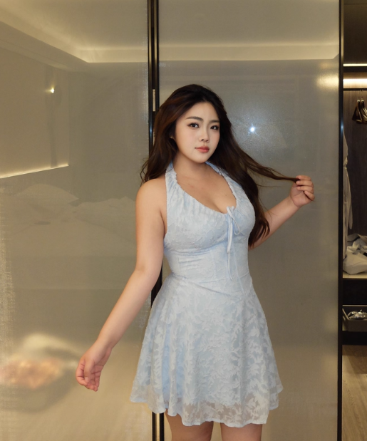 Pretty A Line Halter Lace-up Printing Tiered Summer Seaside Dress Party Dress Women Dress  D1817