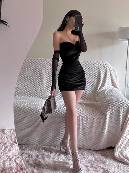 Sexy Black Sweetheart Neckline Short Sheath Skirt Summer Dress Party Dress Women Dress  D1820