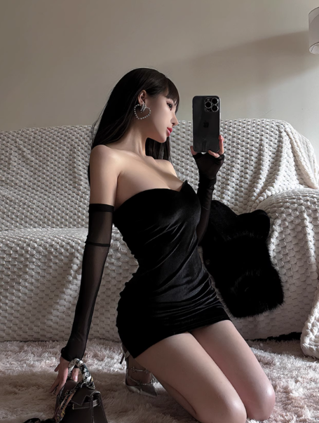 Sexy Black Sweetheart Neckline Short Sheath Skirt Summer Dress Party Dress Women Dress  D1820