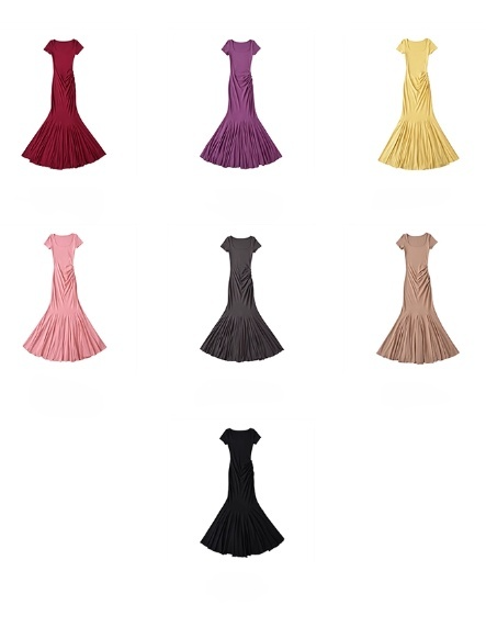 Pretty Short Sleeve Sheath Fold Ankle Length Mermaid Dress Summer Dress Party Dress Women Dress  D1821