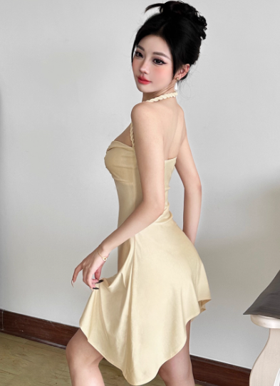 Sexy A Line Halter Short Minimalist Skirt Summer Dress Women Dress   D1895