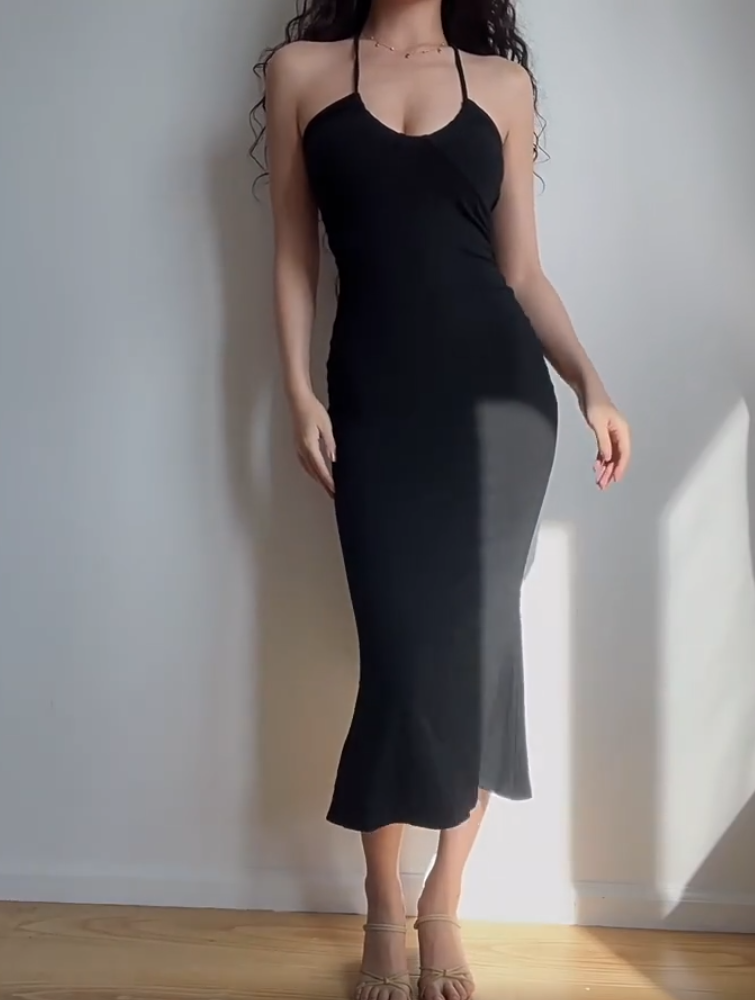 Sexy Halter Fitted Mermaid Skirt Summer Vacation Seaside Dress Women Date Dress  D2047