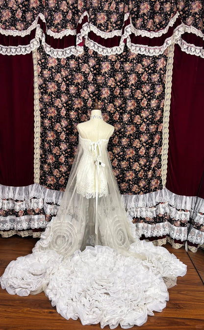 Popular Sleeveless Flower Hem Sheer Tulle Prom Dress Birthday Party Dress Evening Dress D2077