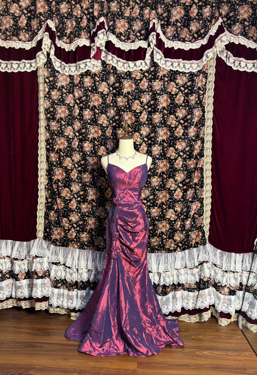 Elegant Spaghetti Straps Beaded Flower Mermaid Dress Prom Dress Evening Dress Birthday Party Dress D2088