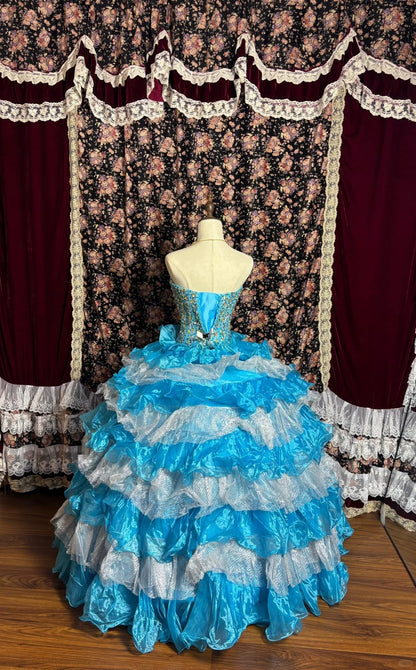 Shiny Sweetheart Neckline Crystal Tiered Flouncing Ball Gown Prom Dress Evening Dress Birthday Party Dress  D2089