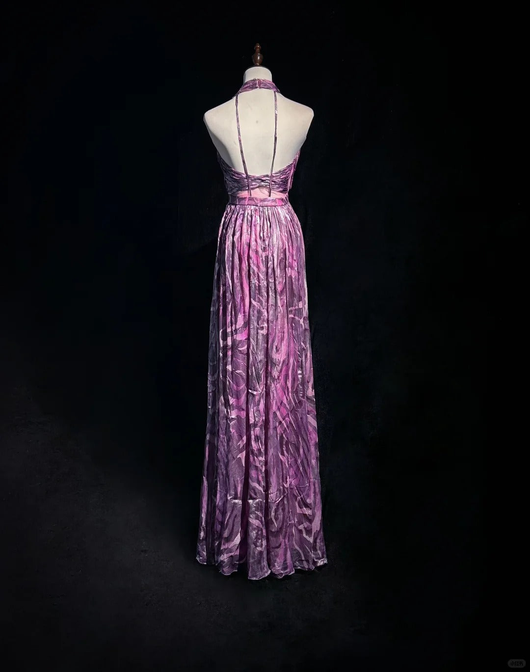 Elegant Halter Pleated Print Backless Prom Dress Evening Dress Party Dress   D2120