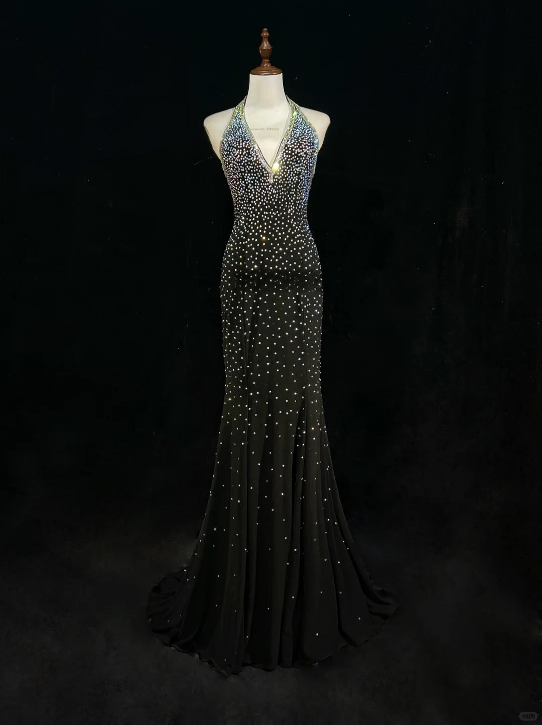 Shiny Halter Rhinestone Pleated  Mermaid Prom Dress Evening Dress Birthday Gala Dress   D2121