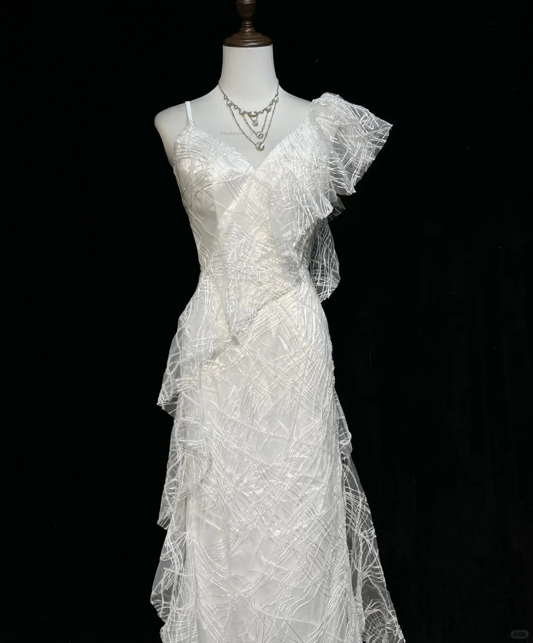 Elegant Asymmetrical Neckline Ruffle Pleated Floor Length Prom Dress Wedding Dress Evening Dress Party Dress   D2123