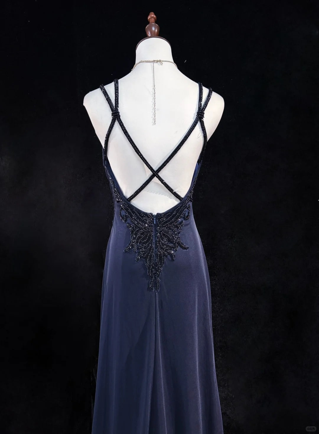 Sexy Spaghetti Straps Appliques Pleated Backless Floor Length Prom Dress Evening Dress Birthday Dress   D2130