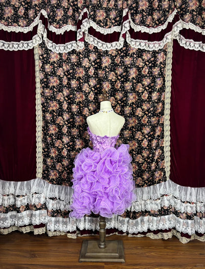 Cute Sweetheart Neckline Flower Sequins Ruffle Short Prom Dress Homecoming Dress Party Dress  D2228