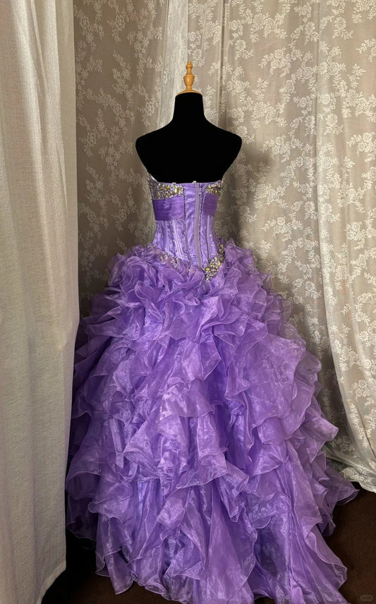 Gorgeous Sweetheart Neckline Sequins Ruffle Ball Gown Long Prom Dress Evening Dress Gala Dress D2236