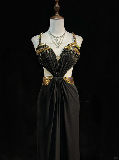 Sexy Prom Dress Spaghetti Straps Sequins Backless Gala Dress Evening Dress Customized Dress   D2254